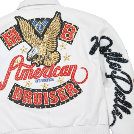 Pelle Pelle White American Bruiser Plush Womens Crop Jacket view 5