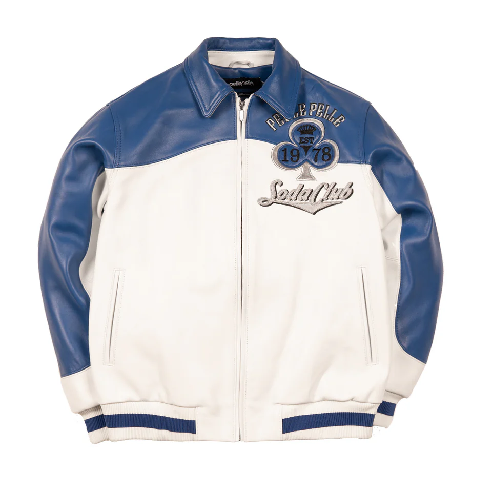 Pelle Pelle Winner Takes All Soda Club White and Blue Jacket