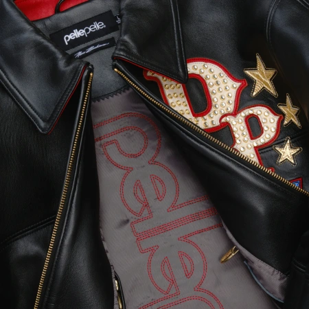 Pelle Pelle Stars and Stripes Black Leather Jacket view 4
