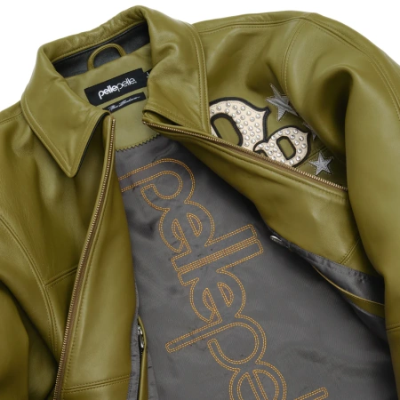 Pelle Pelle Stars and Stripes Olive Leather Jacket view 4
