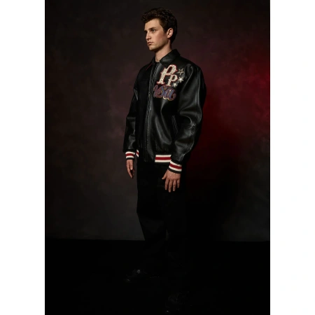 Pelle Pelle Stars and Stripes Black Leather Jacket view 9